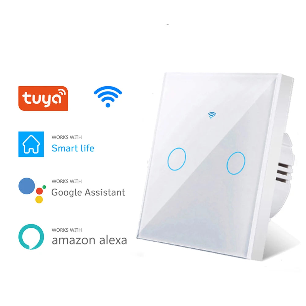 EU WiFi Smart Light Switches No Neutral Wire Touch Switch RF433 Smart Home Life Tuya App Control Support Alexa Google Home