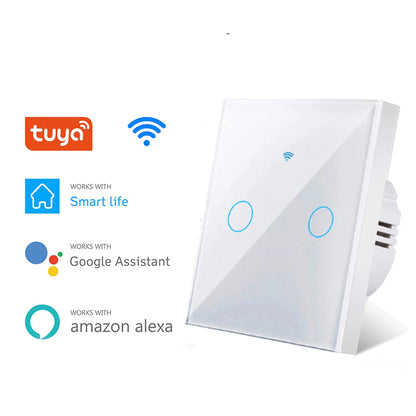 EU WiFi Smart Light Switches No Neutral Wire Touch Switch RF433 Smart Home Life Tuya App Control Support Alexa Google Home