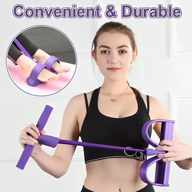 4‑Tube Pedal Tension Rope Multi‑Functional Household Fitness Elastic Band for Yoga Abdominal Body Exercise