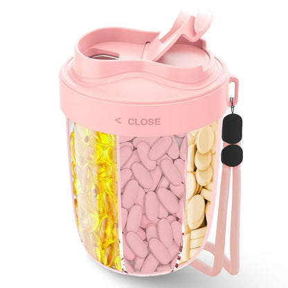 7 Grids Large Pill Box Cases for Travel A Month Pill Organizer Pill Dispenser for Tablets Vitamins Medicine Fish Oils Sub-packed