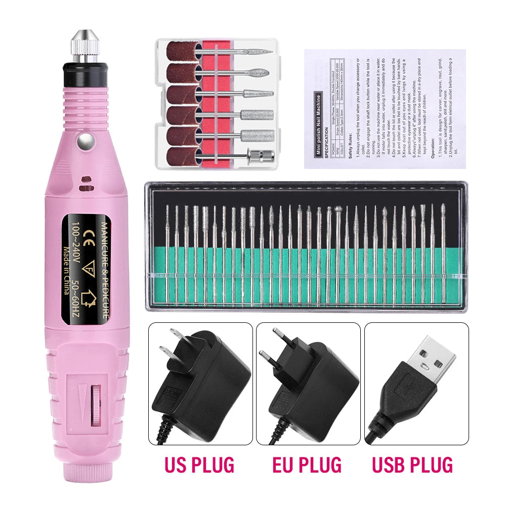 LULAA Portable Professional Electric Nail Drill Machine Manicure Tools Pedicure Drill Set Family Nail File Nail Drill Equipment