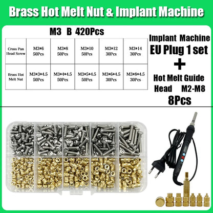 M2 M3 M4 Brass Insert Nut Bolt Screw Implantation Machine Hot Melt Knurled Thread Heat Soldering Iron Tip 3D Printer Accessory