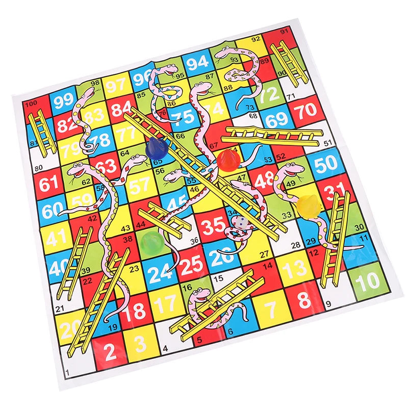 1Set Snake Ladder Educational Kids Children Toys Interesting Board Game Set Portable Flying Chess Board Family Board Game