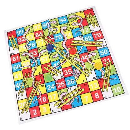 1Set Snake Ladder Educational Kids Children Toys Interesting Board Game Set Portable Flying Chess Board Family Board Game