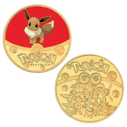 Anime Gold Plated Gold Coin Game Commemorative Coin Pikachu Mewtwo Charizard Gold Coin Game Collection childrens gift