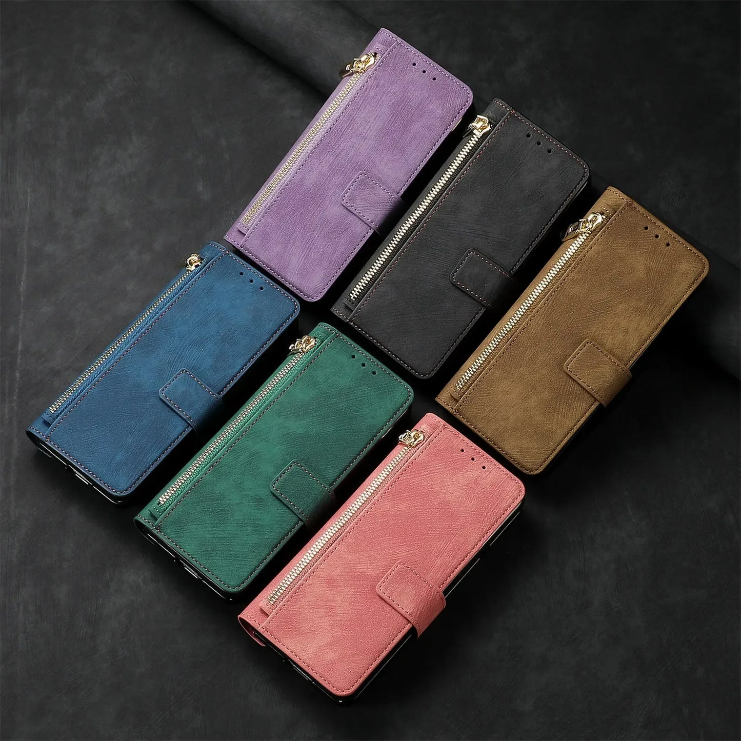 2 in 1 Magnetic Zipper Cards Solt Wallet Leather Case For Samsung Galaxy Z Fold 8 ultra 7 6 5  Wireless Charging Bag Purse Cover