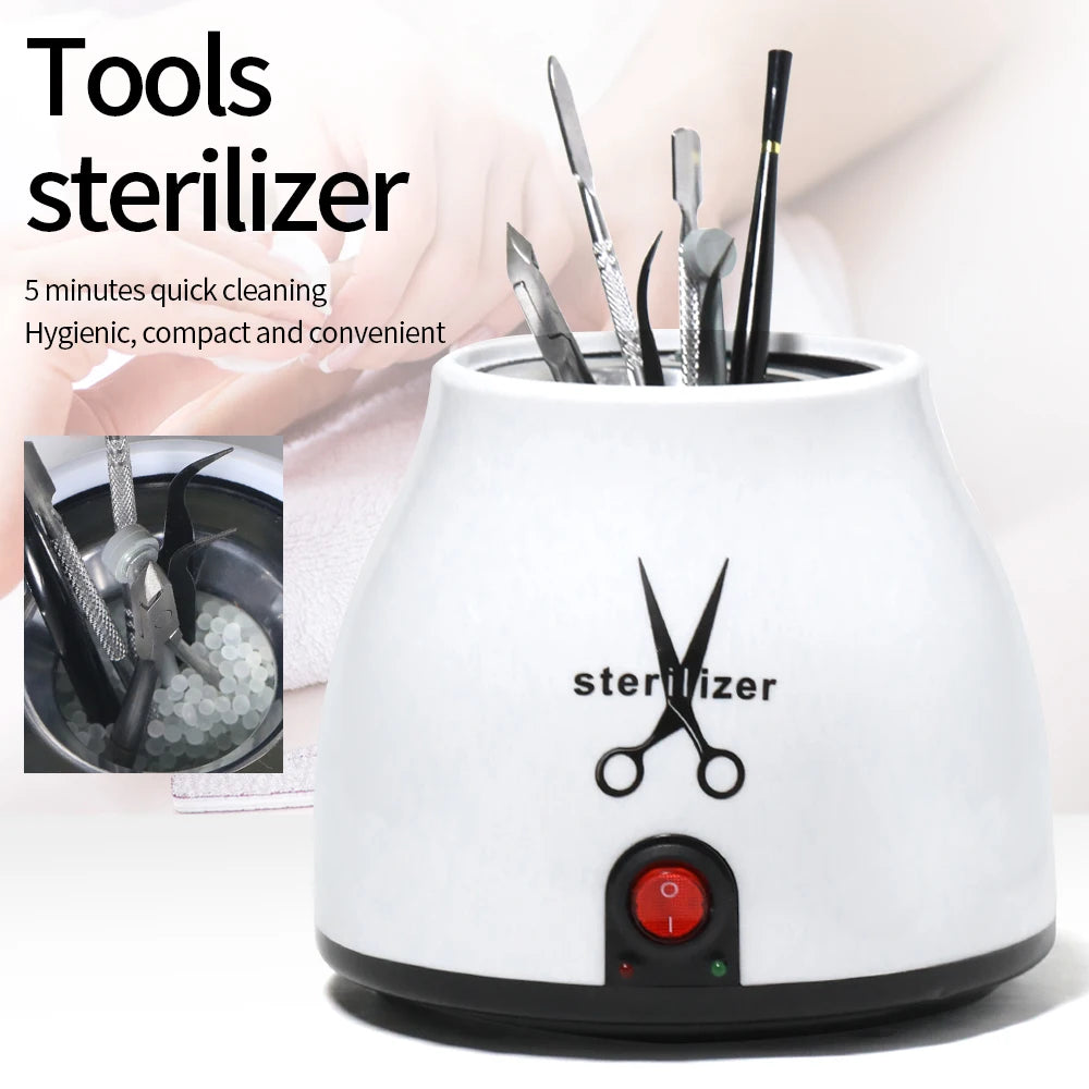 YIKOOLIN 100W Nail Tool Sterilizer Pot High Temperature to Clean Nail Tool  Disinfectant Jar Tweezer Disinfectant Container