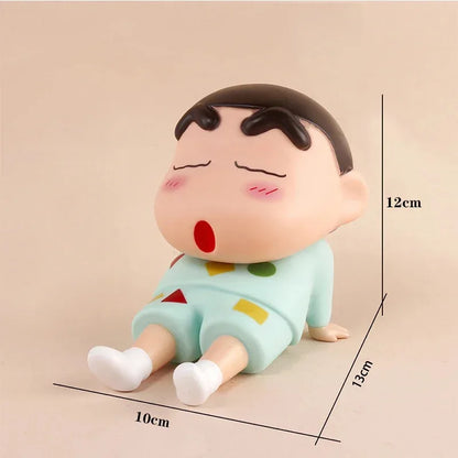 Crayon Shin-Chan Figures Phone Holder Kawaii Anime Desktop Ornaments Cartoon Watching TV Phone Support Cute Doll Decorations