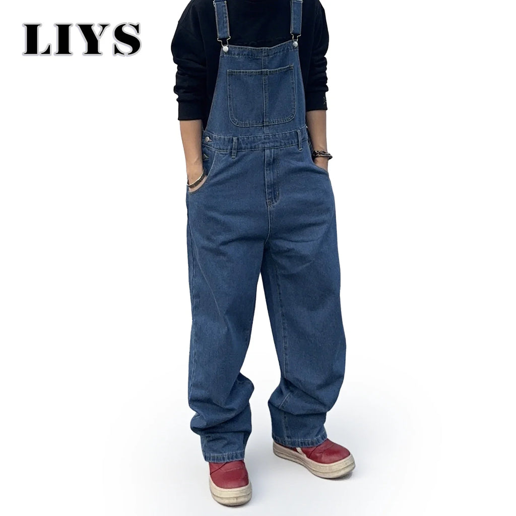 Men's Washed Relaxed Denim Overalls