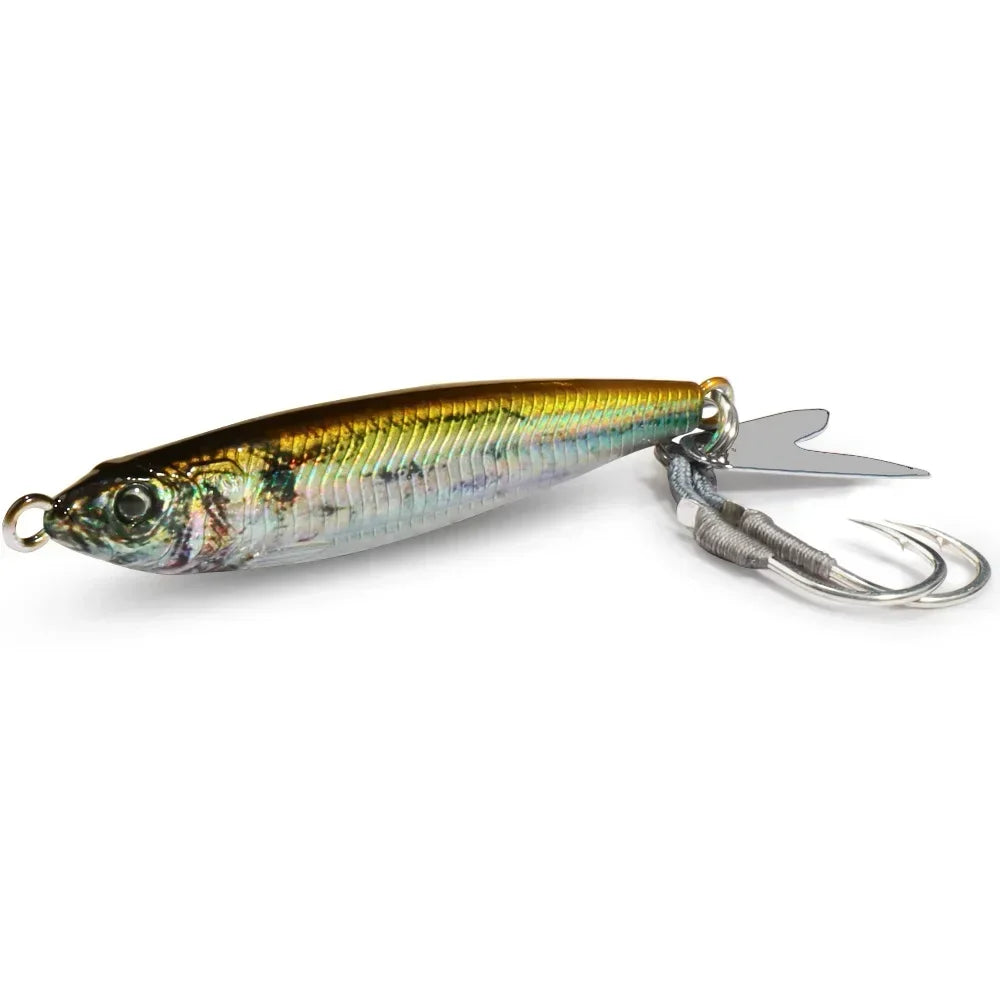 Metal Jig Bait 20g 30g 40g Spinner Sinking 3D Eye Color Laser Spinning Gear Luring Cast Fishing Tackle Blade Hook Pesca VIB Lure