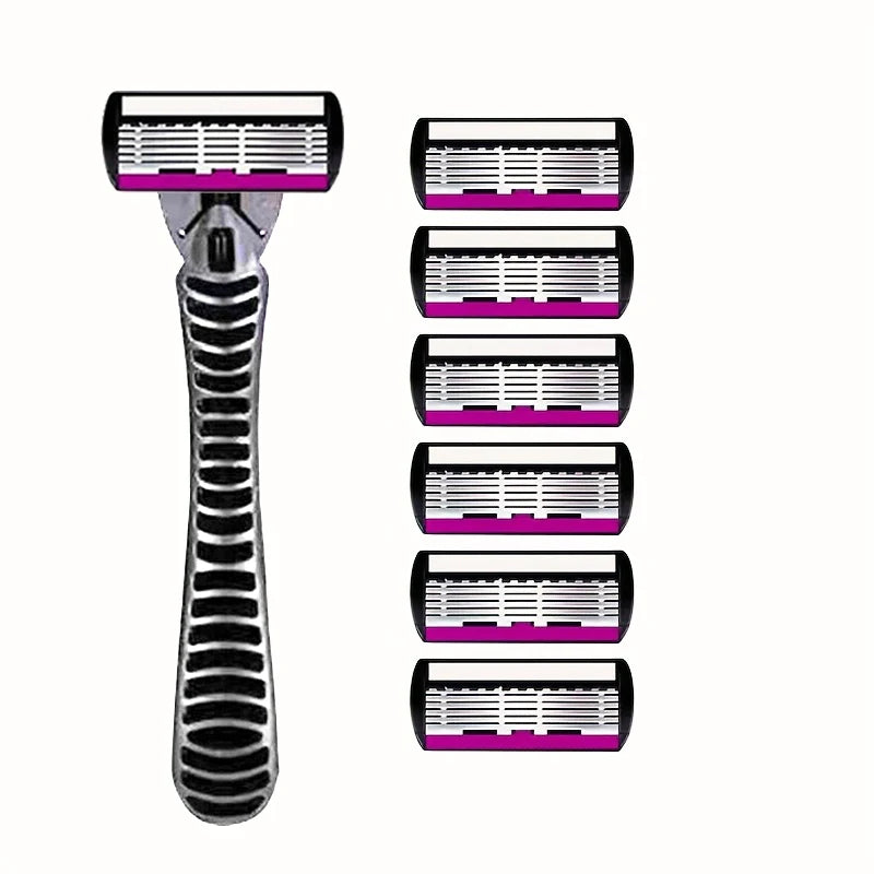 6-Layer Razor Head Manual Shaver, Stainless Steel Classic Double Edge Blade Razor Safety Vintage Shaving Beard Moustache Manual