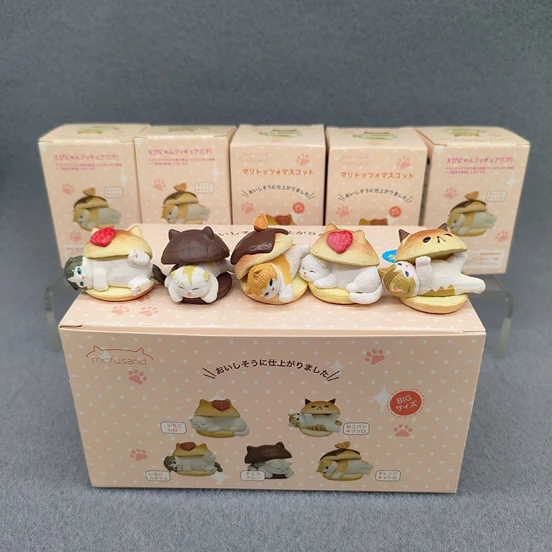 4cm Mofu Cat sands Action Figure Collection Set Animal Headgear Doll Kawaii  Cute PVC Model Desktop Decoration Crafts Gifts Toys