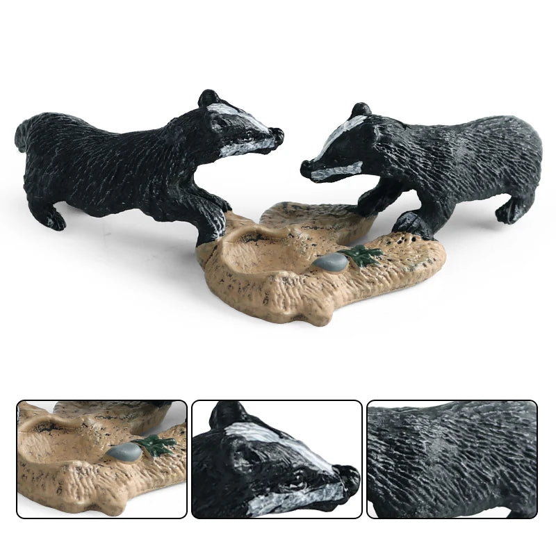 Oenux Forest Wild Animals Badger Brock Tapirus indicus Beaver Anteater Action Figures Model PVC Collection Education Kid Toy