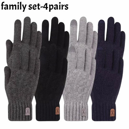  4colors Winter Warm Gloves Touchscreen Unisex Knit Finger Gloves Machine Washable Ideal for Travel Cycling Sports