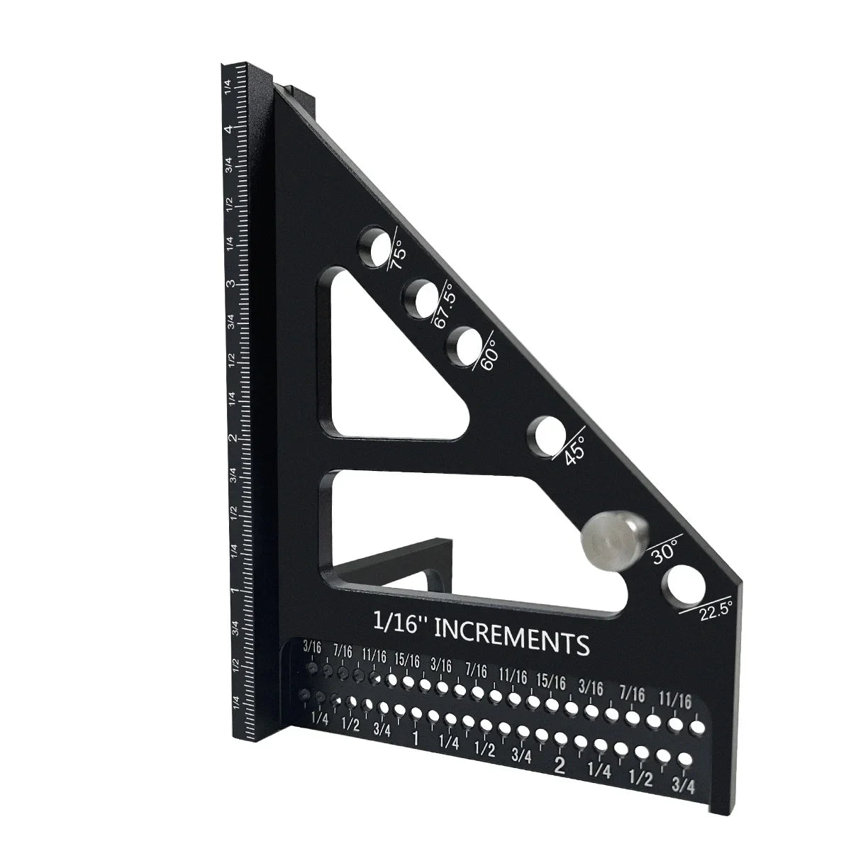 3D Multi-Angle Woodworking Square Protractor, Aluminum Alloy Miter Triangle Ruler T-Type Scriber - 22.5/30/45/60/67.5/90 Degree