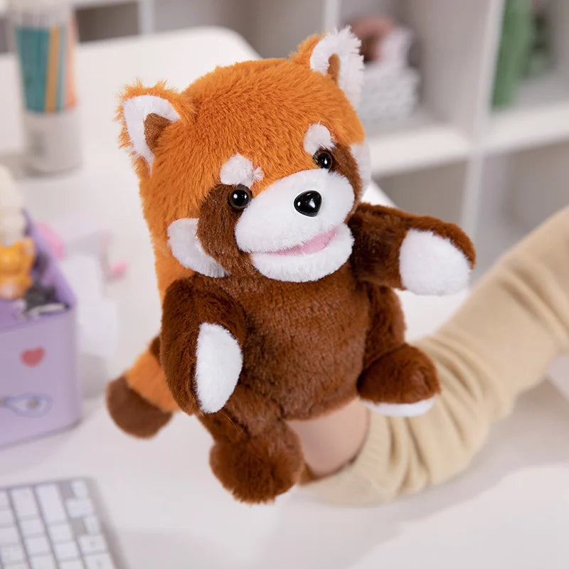 Cartoon Animal Hand Puppet Parent-child Game Doll Husky Fox Bear Dog Pig Tiger Lion  Appease Toys Birthday Gifts For Children ﻿