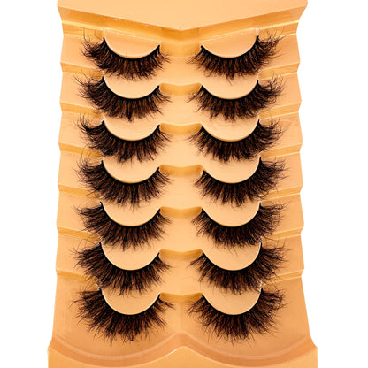 New 7 pairs of thick, 3D simulation mink fur fake eyelashesshort, dramatic fake eyelashes  wholesale full line fake eyelash make