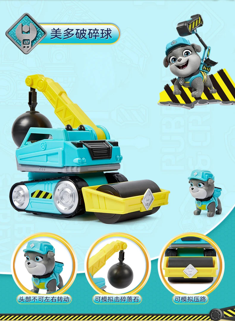 100% Genuine Paw Patrol Rubble & Crew Toy Wheeler Mix Charger Action Figure Doll with Collectible Figures Kids Toy Birthday Gift