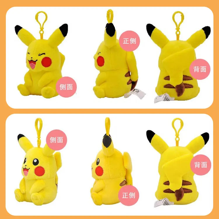 Anime Pokemon Pikachu Mew Psyduck Squirtle Bulbasaur Kawaii Stuffed Plush Toys School Bag Backpack Pendant Doll Keychain Gift
