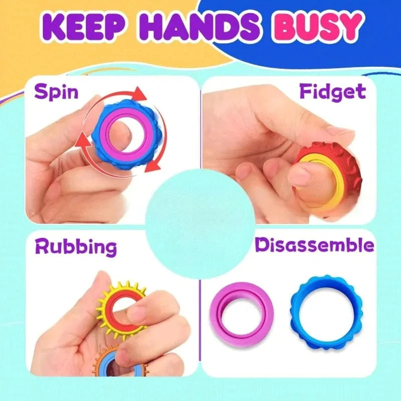 New Silicone Sensory Rotating Fidget Ring Stress Relief Spinning Fidget Toy for Adults Anti Anxiety Autism ADHD Quiet
