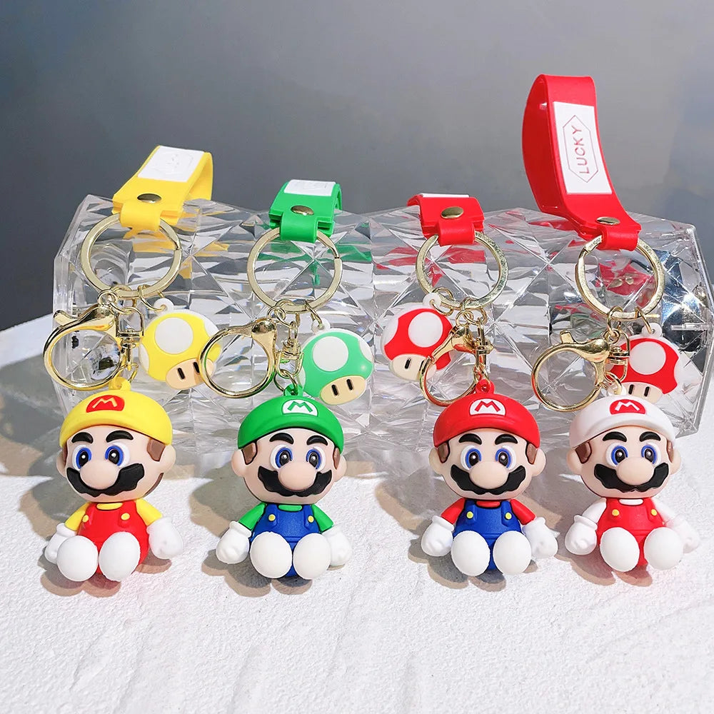 19 Styles Anime Keychain Mario Bros Luigi Toad Bowser Action Figure Model PVC Cartoon Bag Doll Pendant Toys Gift