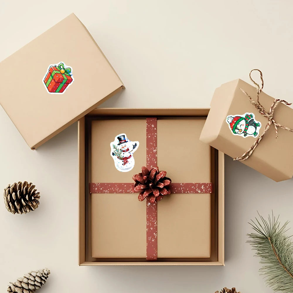500pcs Laser Cartoon Christmas Stickers Christmas Gift Wrapping Label Sticker Reward Stickers Scrapbook Stationery,1"