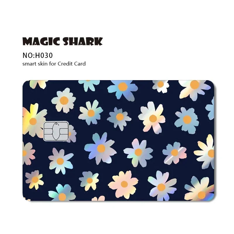 Magic Shark Skull Panda Hunter Broke Blue Eyes Dragon Laser Holographic Sticker Cover Film Skin for Credit Bank Debit Card