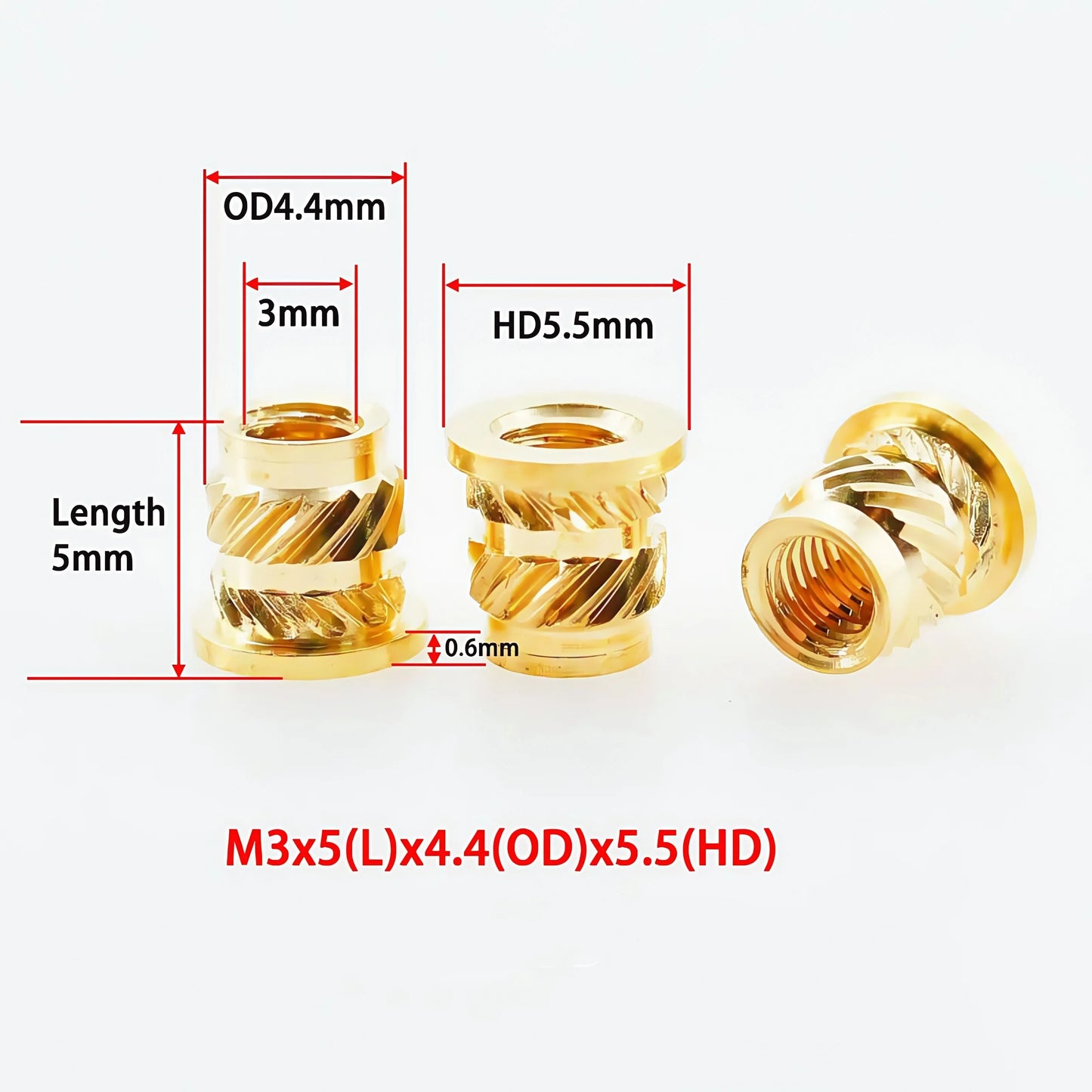Brass Heat Insert Nut M2 M3 M4 M5 M6 M8 Hot Melt Flange Thread Knurled T-type Copper 3D Printing Injection Embedment Molding Nut