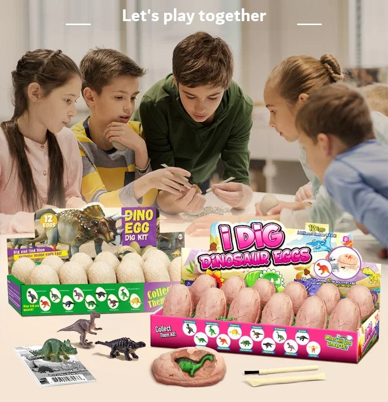 12PCS Archeological Dinosaur Egg Dig Kit Fossil Excavation Toy Teens Adults Scientific DIY Mining Multiplayer Party Favors Gifts