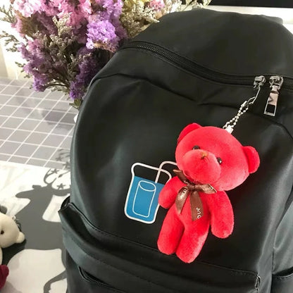 6/12pcs Mini Bear Plush Keychain Colorful Bear Stuffed Toy School Bag Pendant Teddy Doll Graduation Party Supplies Wedding Gift