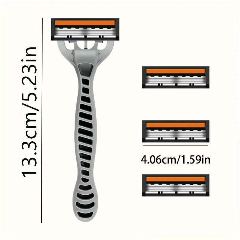 3-Layers Stainless Steel Blade Men Women Manual Safety Razor Hair Removal Shaving Replaceable Shaver Head