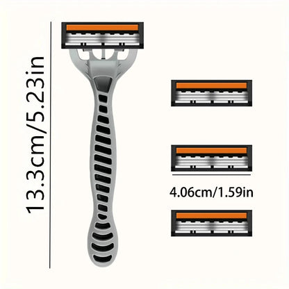 3-Layers Stainless Steel Blade Men Women Manual Safety Razor Hair Removal Shaving Replaceable Shaver Head