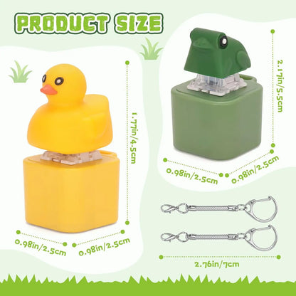Rechargeable Duck Frog Fidget Clicker Keychain with LED Light, Sensory Toy for Adults Stress Relief Anxiety (Yellow&Green, 2P)