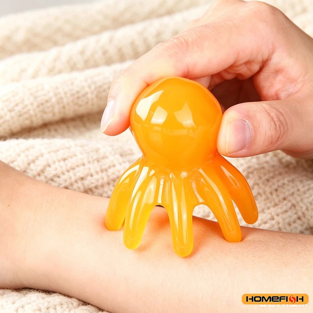 Resin Octopus Massage Comb Head Meridian Scraping Scalp Massage Brush Acupuncture SPA GuaSha Massage Comb  Massage