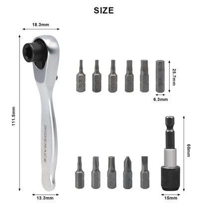RIDERACE Bike Allen Key Spanner Single-Ended Torque Ratchet Wrench Spanner 1/4 Inch Screwdriver Set Bicycle Hand Repair Tools