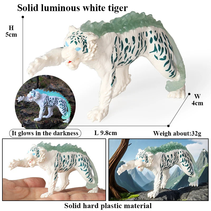 Oenux White Tiger Griffin Cerberus Lion Panther Tree Monster Fire Dragon Dinosaurs Model Action Figures Collection Kid Toy