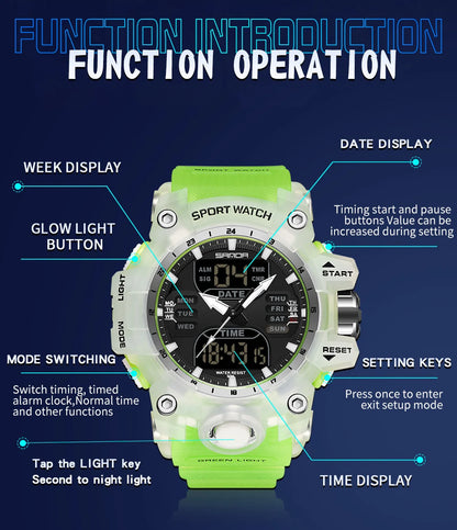 SANDA Outdoor Sports Military Mens Watch LED Digital Electron Quartz Male Wristwatch Dual Display Clock Men Relogio Masculino