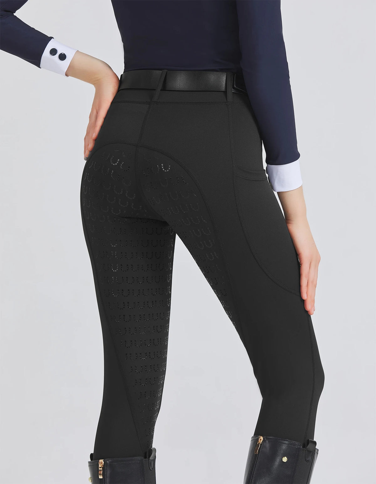 Spring and summer riding pants women's knitted high-stretch, slim-fitting silicone riding pants tight riding pants breathable we