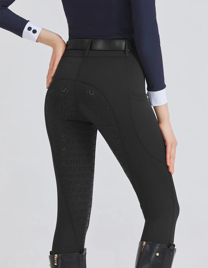 Spring and summer riding pants women's knitted high-stretch, slim-fitting silicone riding pants tight riding pants breathable we