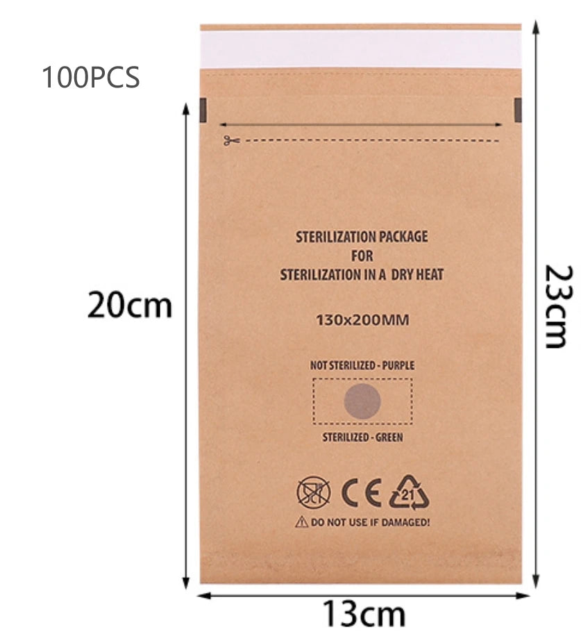 50/100Pcs Kraft Paper Bag Disposable Sterilization Disinfection Bag Nail Tools Sterilizer Manicure Bags sterilization Pouch