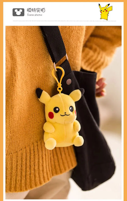 Anime Pokemon Pikachu Mew Psyduck Squirtle Bulbasaur Kawaii Stuffed Plush Toys School Bag Backpack Pendant Doll Keychain Gift