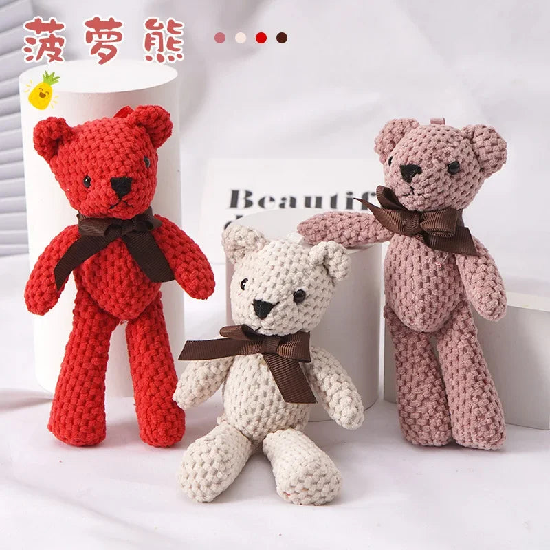 16cm Soft Stuffed Pineapple Bear Plush Toys Mini Teddy Bear Dolls Toy Small Gift for Party Wedding Keychain Bag Pendant Toy Gift