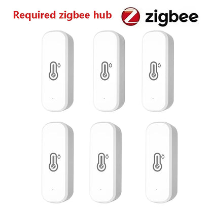 Tuya Zigbee3.0 Temperature and Humidity Sensor Thermometer Hygrometer APP Remote Alarm Works with Smart Life Alexa Google Alice