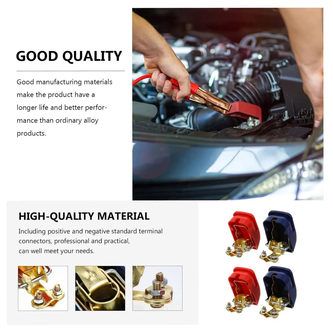 2Pcs Car Battery Terminal Connectors Quick Release Disconnect 12V 24V Positive Negative Battery Cable Ends for SAE/JIS Type Car
