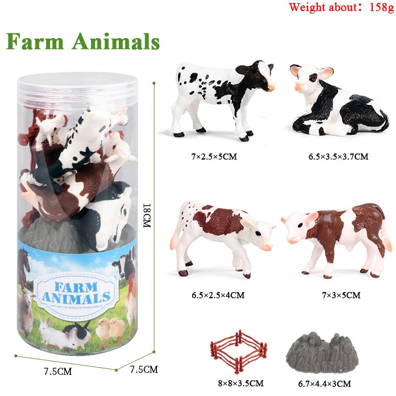 Oenux Miniature Animals Set Wild Sealife Farm Dinosaur Brinquedo Figurine Model Action Figures Zoo Cute Education Kids Toy Gift