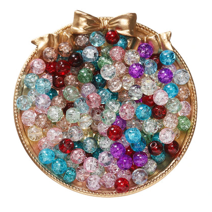 50/100pcs 8mm Glass Crackle Beads Loose Spacer Beads for Jewelry Making DIY Handmade Earrings Bracelets Necklace Accessories