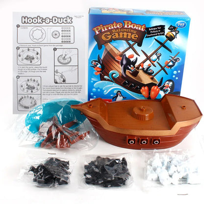 Pirate Boat Puzzle Desktop Game Toy Board Game Balance Penguin Pirate Ship for Parent-child Interaction Birthday Gift