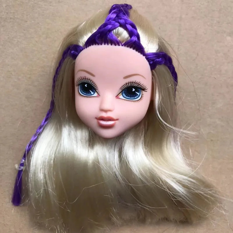 Glasses Eyes With Real Eyelashes Doll Heads Colorful Soft Doll Parts White Skin Doll Accessories Girl Gift Toys Figures