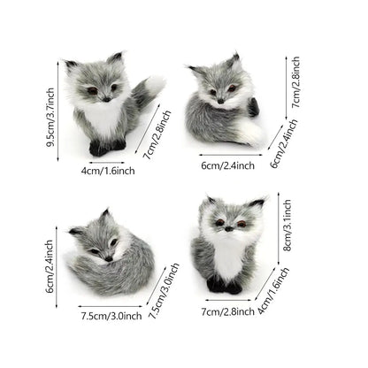 Mini Cat Rabbit Fox Owl Simulation Fur Model Plush Cats Action Figures Decor Gifts Imitation Animal Doll Home Decor Ornaments