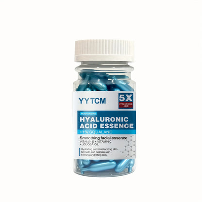 Hyaluronic Acid Deep Moisturizing Capsule Essence, Hydrates and Smooths the Skin, Contains Plant-Derived Squalane, Vitamin E, Vitamin C, Deep Moisturizing and Skin-Brightening Essence (0.4Gx90 Capsules)/Bottle-1 Bottle